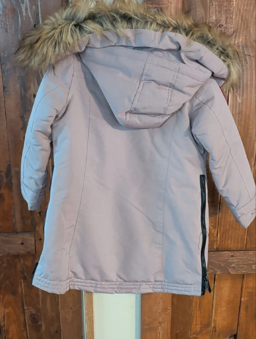 Girls' Pink Faux-Fur Hooded Puffer Coat